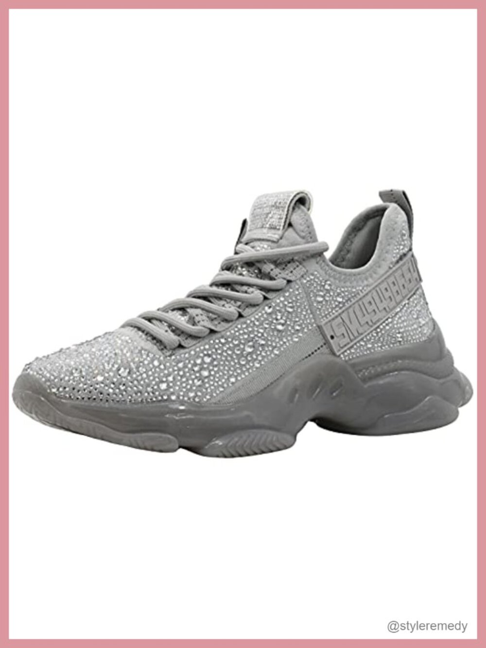 Vegan Suede Rhinestone Platform Sneakers Lace Up Round Toe